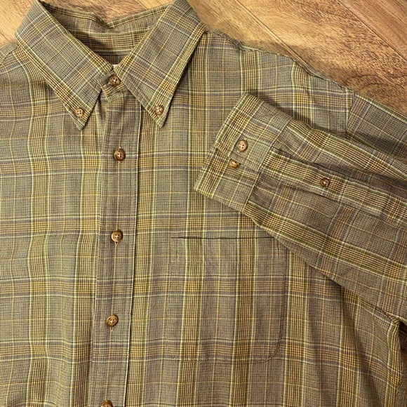 Brooks Brothers Other - Brooks Brothers 346 Mens Large Flannel Plaid Cotton Wool Button Down Shirt Olive